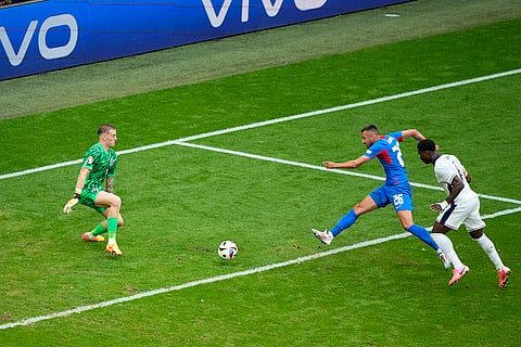 Slovakia's Ivan Schranz scores a goal